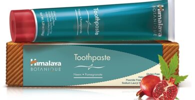 himalaya toothpaste with box and pomegranate