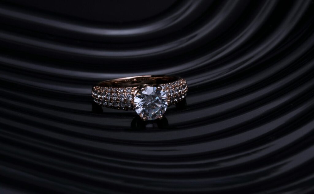 Modern design amethyst ring in sky blue color and 14k gold