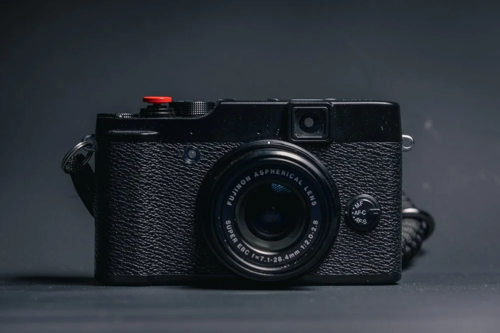 Fujifilm X-T5 retro-style digital camera with film dials.