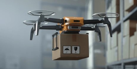 Cargo drone flying for a delivery