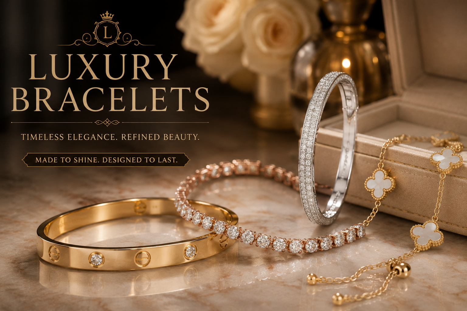 Luxury Bracelets for Women: Tennis, Cartier, 14k & 18K Gold. 4 Luxury Bracelets for Women: Tennis, Cartier, 14k & 18K Gold.