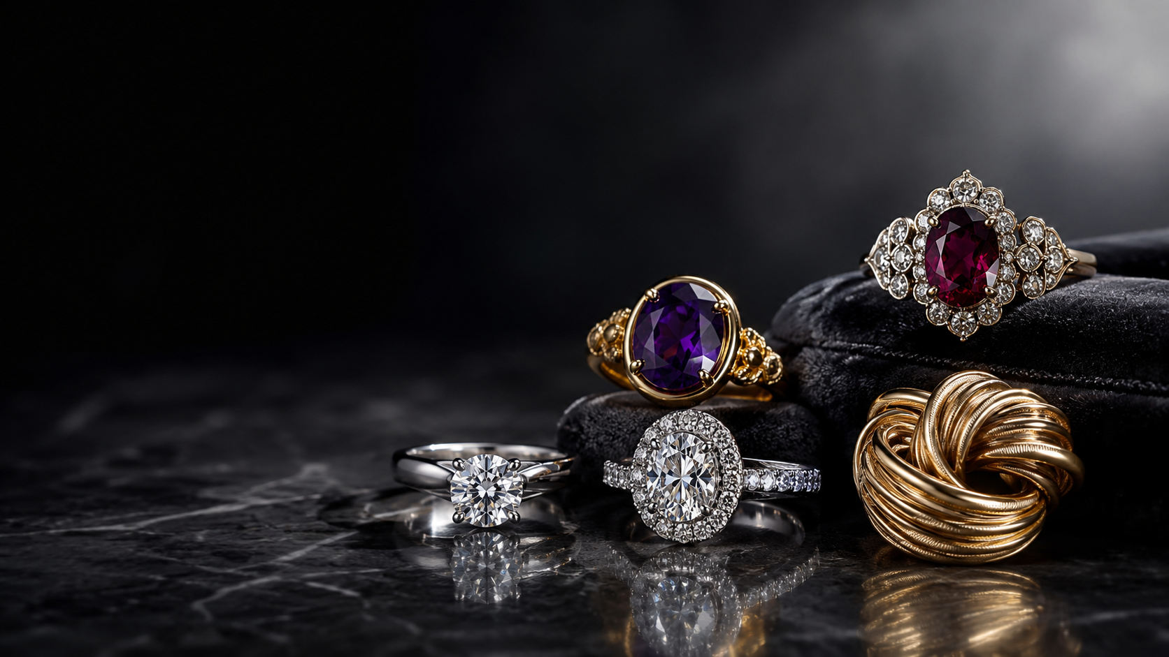 Luxury Rings: Diamond, Lab Cultured & Amethyst Designs 2 Luxury Rings: Diamond, Lab Cultured & Amethyst Designs